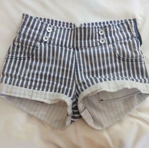 Free People Mariner denim shorts ivory/navy stripe